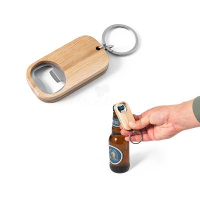 Chaveiro Abridor de garrafas em aço inox e bambu para Brindes