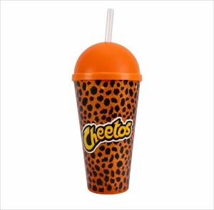 Copo Plástico In Mold Label com Tampa Bola e Canudo 550ml