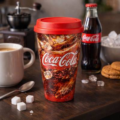 Copo Plástico In Mold Label com Tampa de Café 450ml