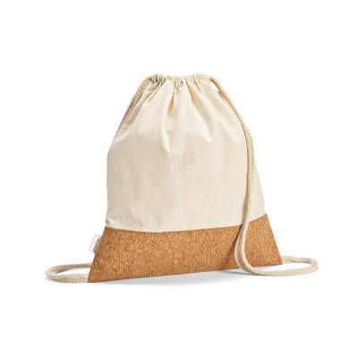 Sacola tipo mochila em algodão reciclado com base em cortiça Personalizado